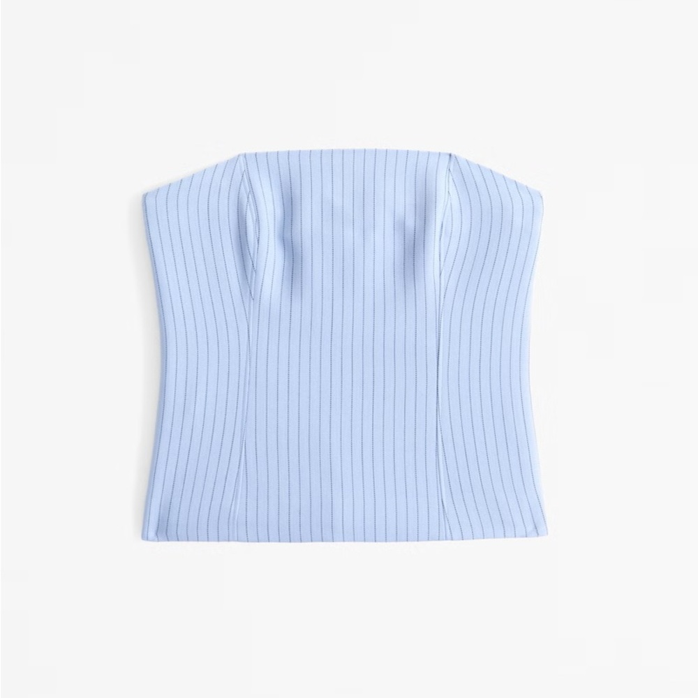 Abercrombie & Fitch Blue and White Pinstripe Tailored Tube Top